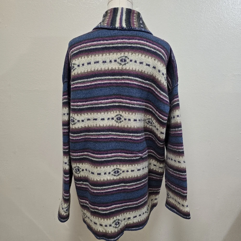 Alps Boiled Wool Blanket Cardigan Vintage Sweater Size Large